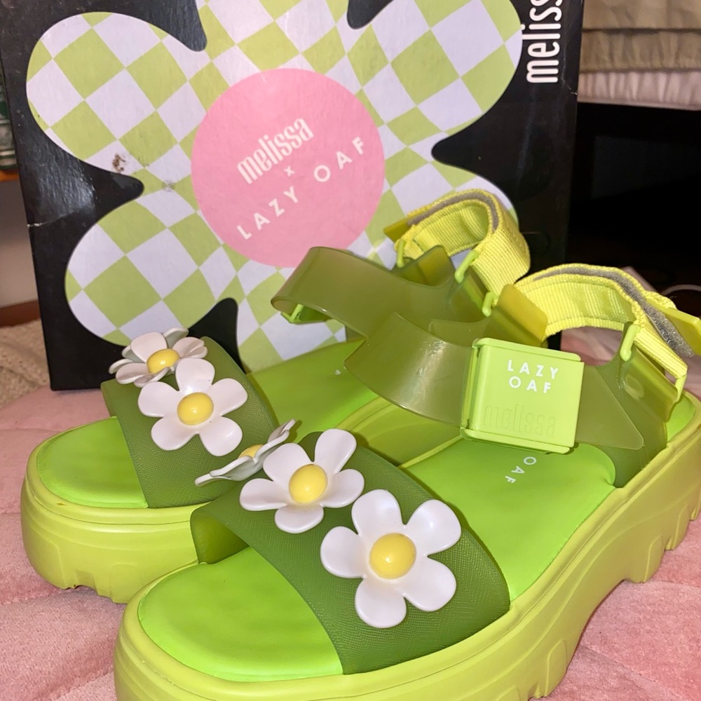 Green Melissa x Lazy Oaf Sandals